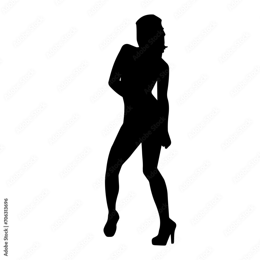 Silhouette of a young slim female model in tight outfit. Silhouette of a slim woman in feminine pose. Silhouette of a young slim female model in tight outfit. Silhouette of a slim woman in feminine pose.