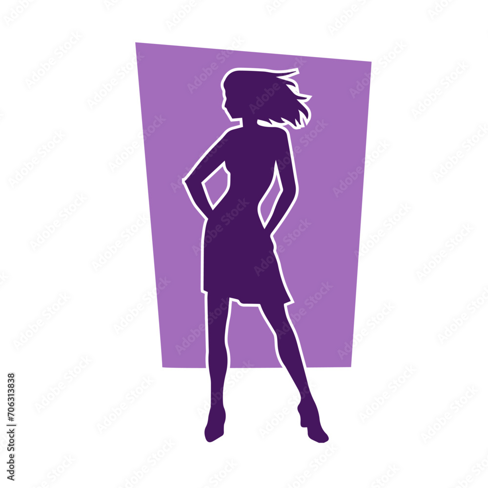 Silhouette of a young slim female model in tight outfit. Silhouette of a slim woman in feminine pose. Silhouette of a young slim female model in tight outfit. Silhouette of a slim woman in feminine pose.