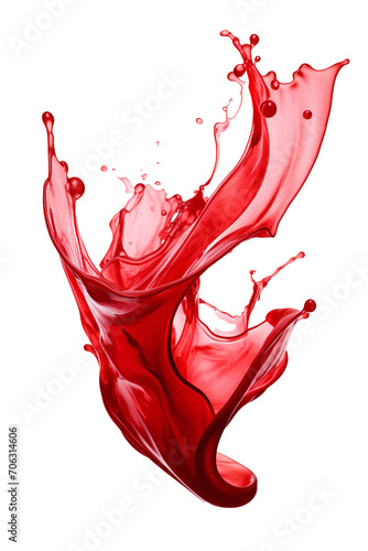 Liquid Paint Transparent red splash on white background Generative AI