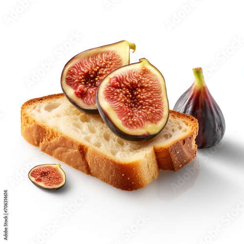 slice of bread with figs on transparent background created with Generative Ai