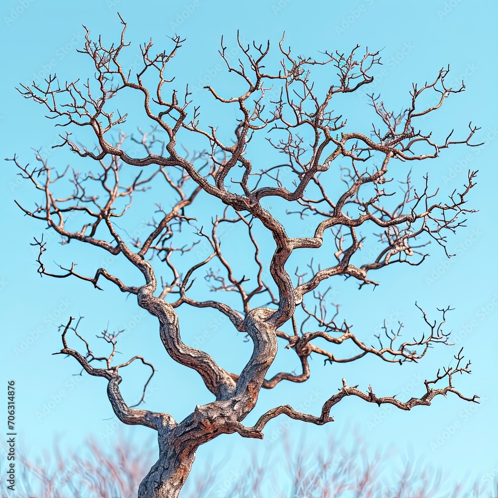 Fototapeta premium Branch On Blue Sky, White Background, Illustrations Images