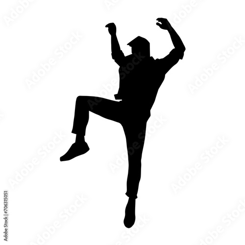 Silhouette of a slim male in dance pose. Silhouette of a man dancing.