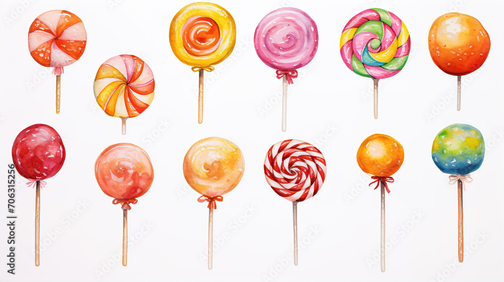 watercolor_candies_on_white_background watercolor_candies_on_white_background