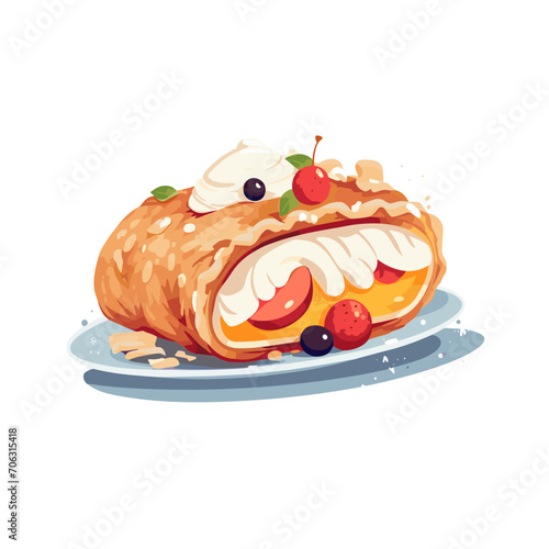 traditional German and Austrian apple strudel pie baked as a roll