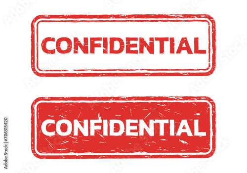 Confidential rubber stamp or seal with grunge texture. Vector illustration.