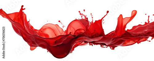 Liquid Paint Transparent red splash on white background Generative AI photo