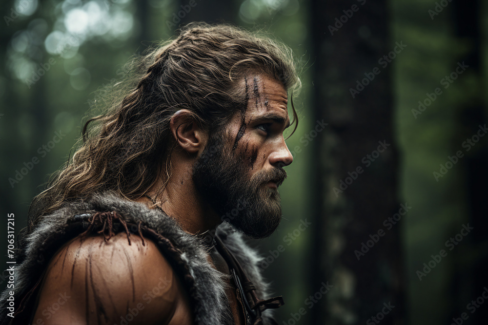 Photo of strong ancient male warrior with armor stained generative AI Photo of strong ancient male warrior with armor stained generative AI