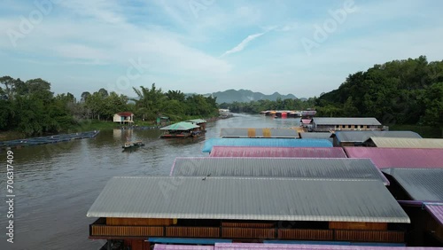 River Serenity: Aerial Expedition of Canoeing in the Mae Khwae River.