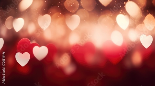 blurred background with heart shaped bokeh for valentine's day. Blank background for presentation and montage