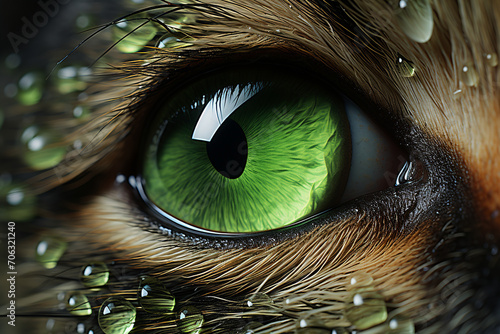 Green cat eye, portrait, close up
