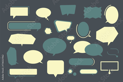 A set of simple speech bubbles, colorful storyboard layout template set for quick comic book style creation. A4 paper size suitable for printing. Vector isolated frame in handmade sketch style
