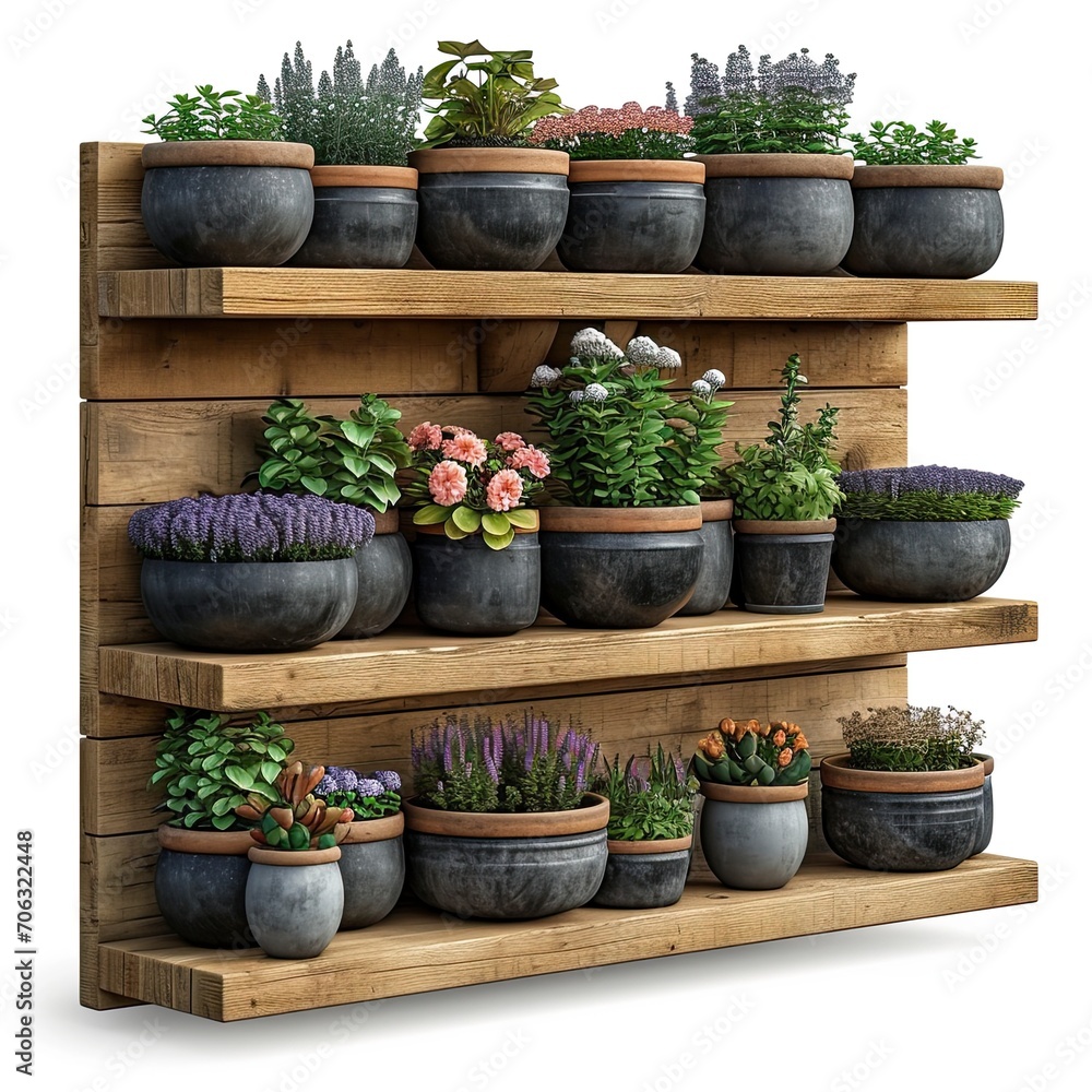 Fototapeta premium Garden Storage Modern Made Wood, White Background, Illustrations Images