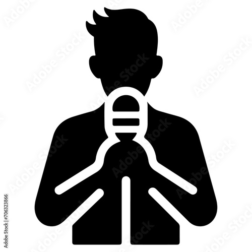 minimal DJ singer Icon with man vector silhouette, black color silhouette