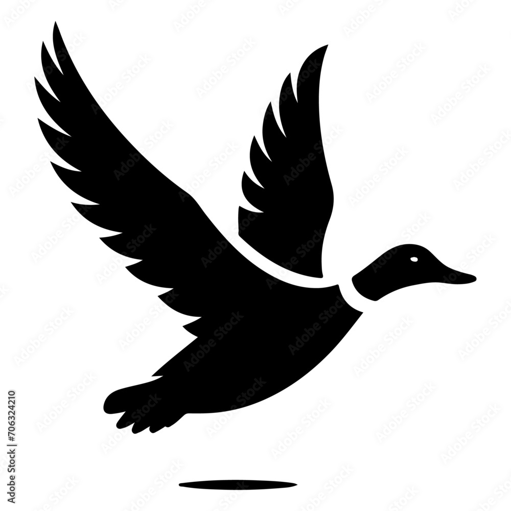 Obraz premium minimal flying duck vector silhouette, black color silhouette