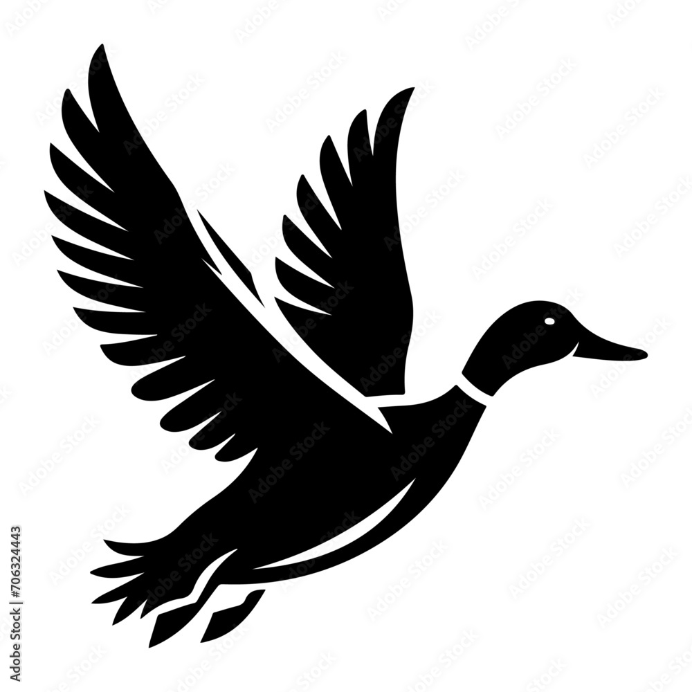 Obraz premium minimal flying duck vector silhouette, black color silhouette