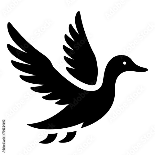 Fototapeta Naklejka Na Ścianę i Meble -  minimal flying duck vector silhouette, black color silhouette
