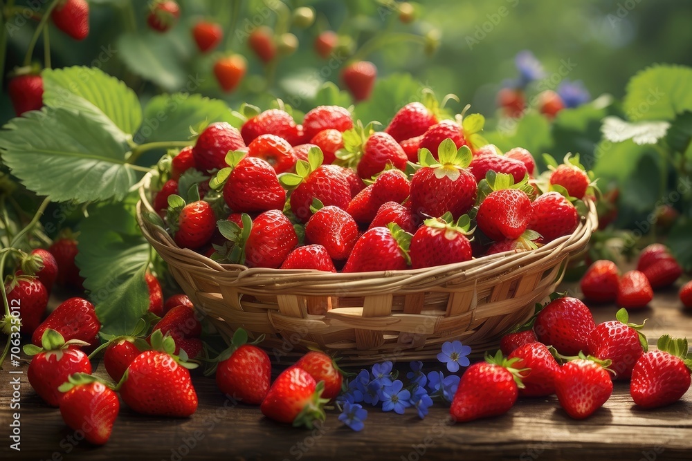basket of fresh strawberries in the strawberries fields photo basket of fresh strawberries in the strawberries fields photo