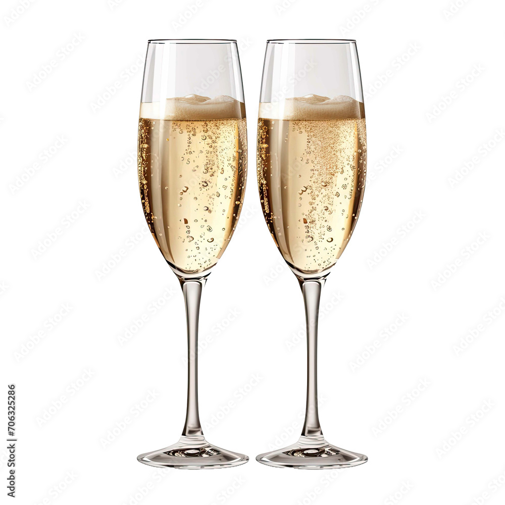 Two glasses of champagne isolated on transparent background background Two glasses of champagne isolated on transparent background background