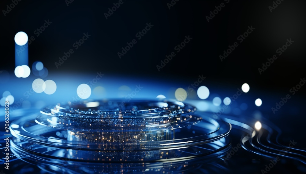 Illuminated Cityscape on a Futuristic Interface Circuit Illuminated Cityscape on a Futuristic Interface Circuit