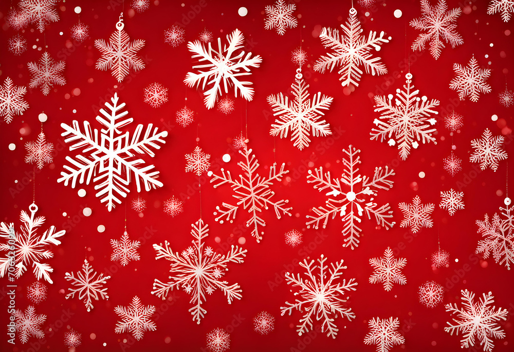 red christmas background with snowflakes red christmas background with snowflakes