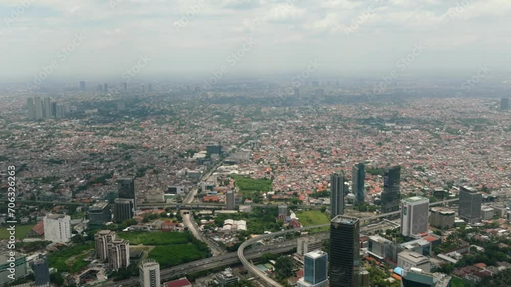Jakarta with skyscrapers and residential areas. Indonesia. Jakarta with skyscrapers and residential areas. Indonesia.