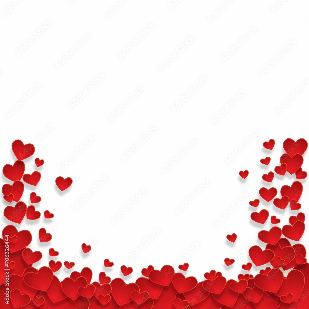 red hearts background and frame.