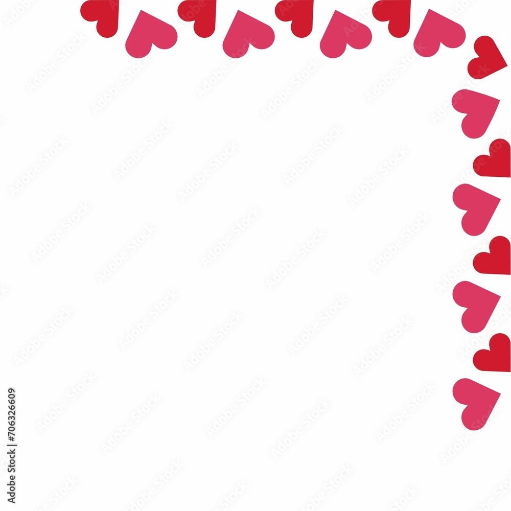 Red hearts lines on side, background, valentine's day.