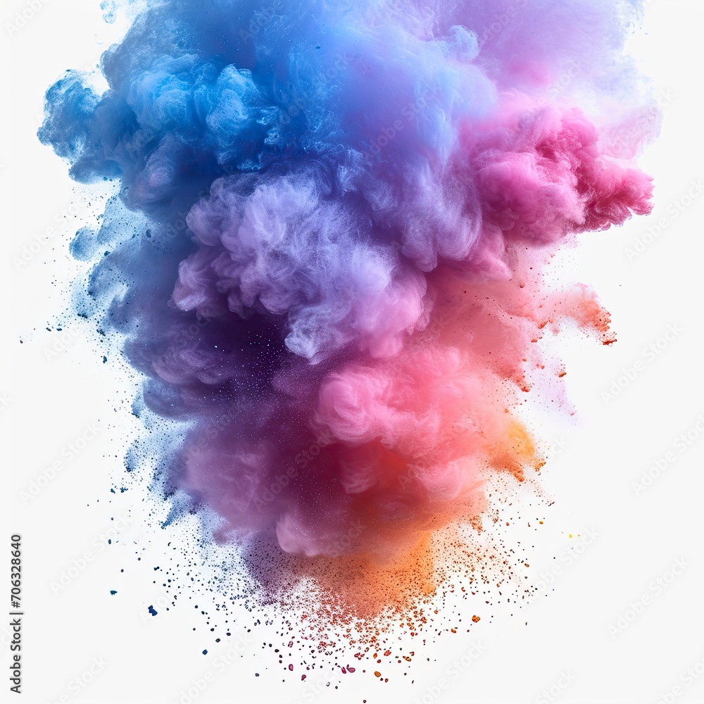 Fototapeta premium Pastel Color Dust Particle Splashing Powder, White Background, Illustrations Images