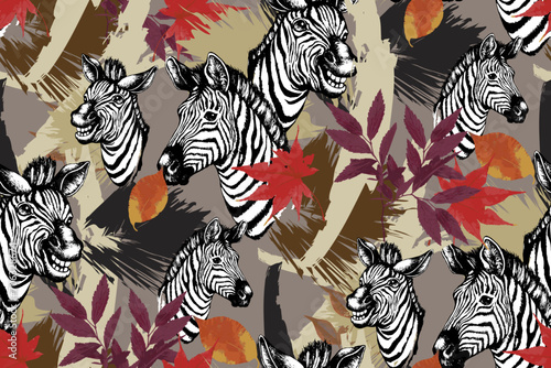 Seamless pattern of zebra. Suitable for fabric  mural  wrapping paper and the like. 