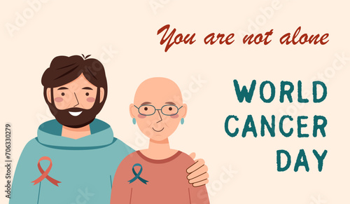 World Cancer Day background. People who have cancer.