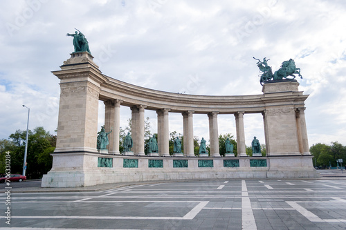 One of two colonnades of the Millennium Monument, at the Heroes' Square, Budapest, Hungary