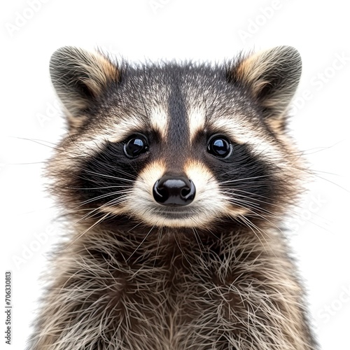 Portrait Cute Funny Raccoon Closeup, White Background, Illustrations Images