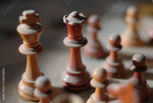 Schachfiguren verstaubt