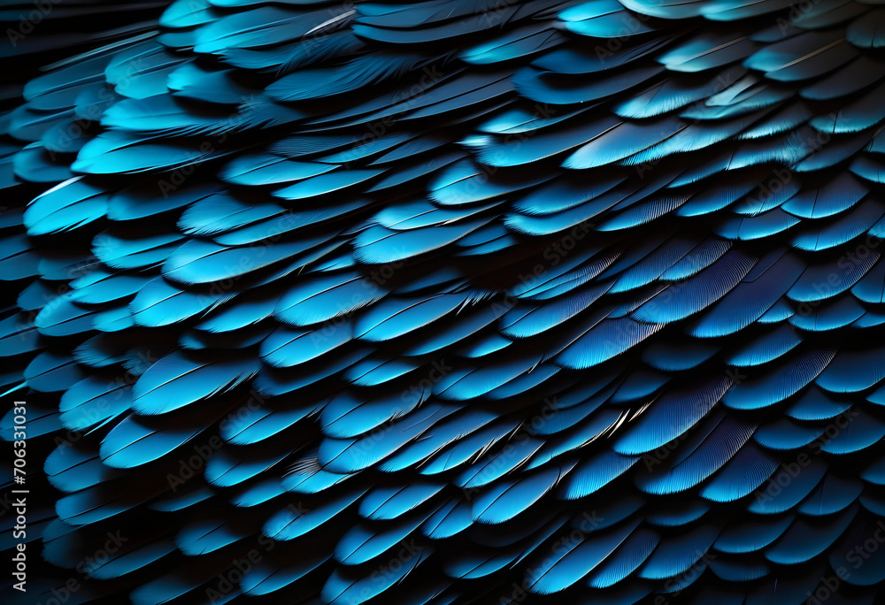 Black wing feathers detail, abstract dark background Black wing feathers detail, abstract dark background