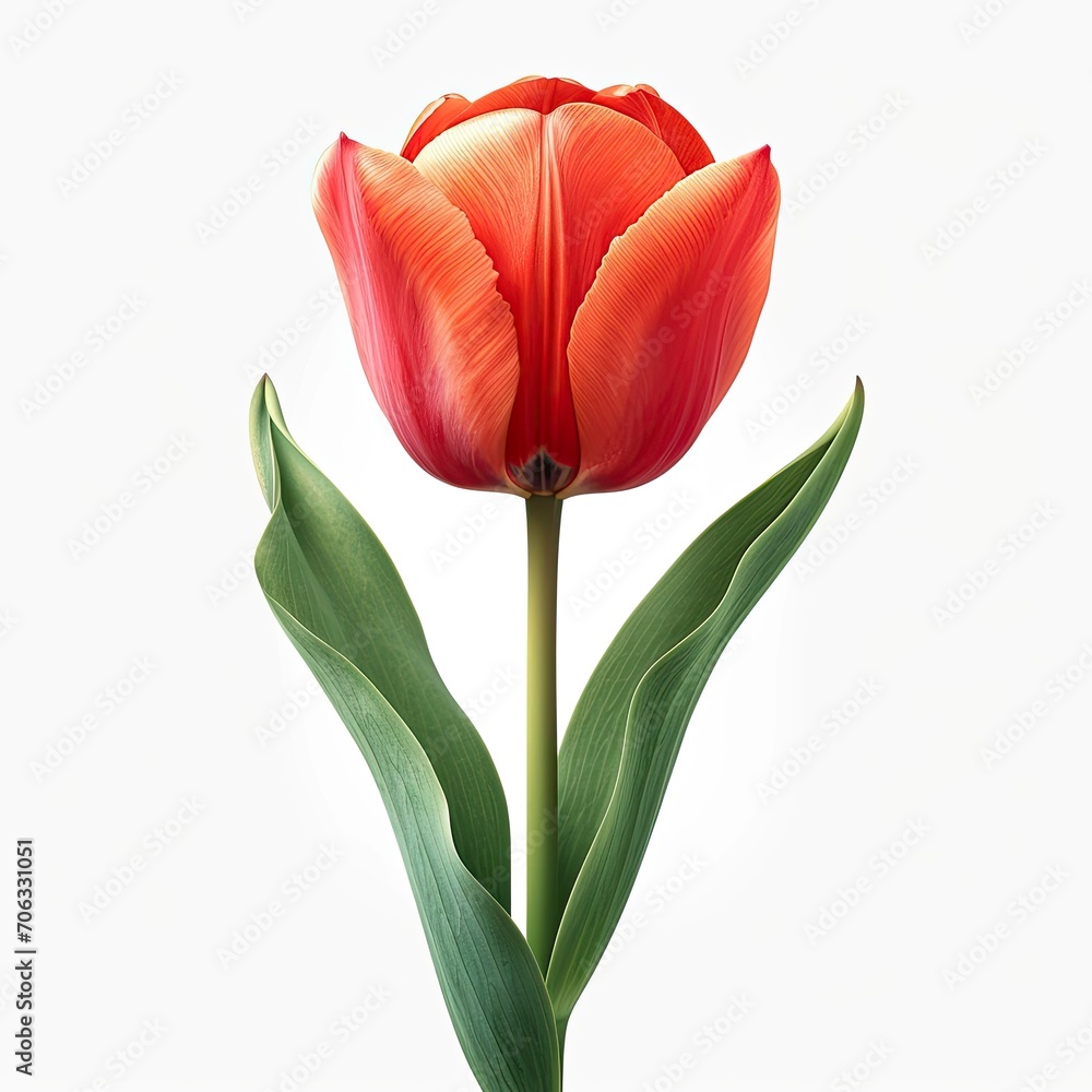 Fototapeta premium Portrait Tulip Flower On White Background, White Background, Illustrations Images