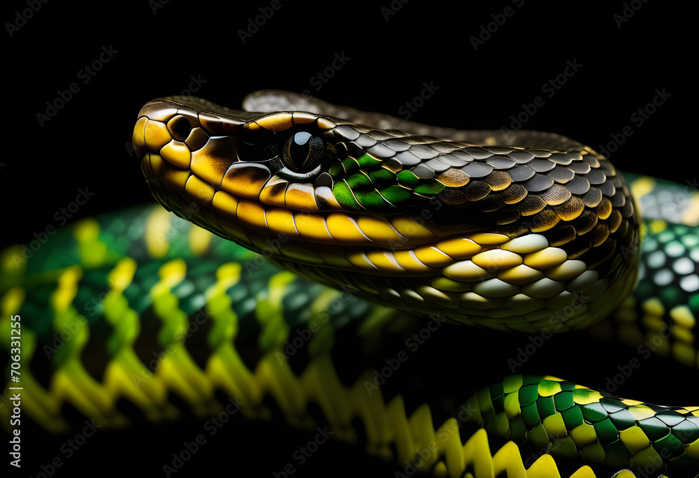 Iberian viper with high detailed head in black skin Iberian viper with high detailed head in black skin
