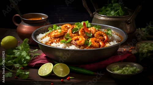 Coconut shrimp curry with aromatic spices