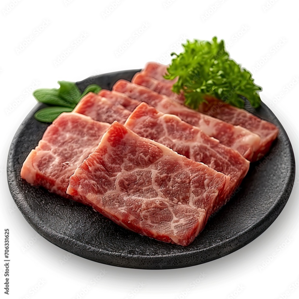 Rare Sliced Wagyu Beef Marbled Texture, White Background, Illustrations Images Rare Sliced Wagyu Beef Marbled Texture, White Background, Illustrations Images