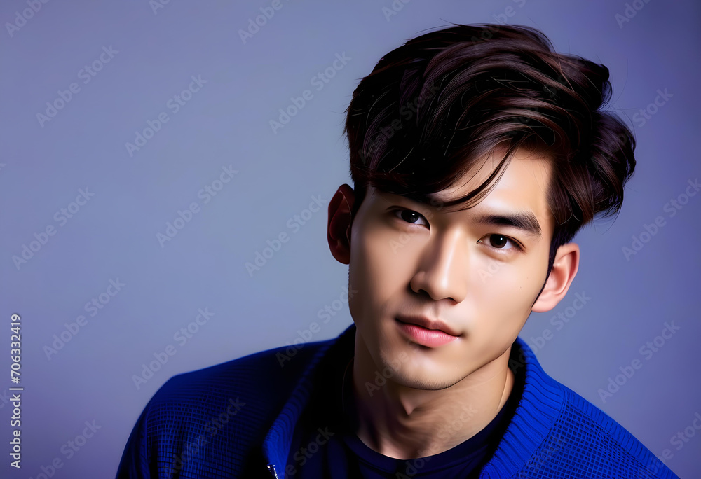 Portrait of young Asian man. Men's beauty concept. Men's cosmetics. Portrait of young Asian man. Men's beauty concept. Men's cosmetics.