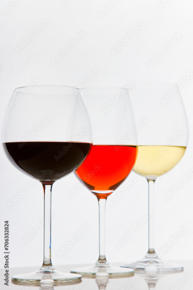 Glasses of White, Red and Rose Wines
Glasses of White, Red and Rose Wines