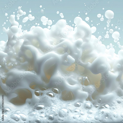 Set Fluffy Bath Foam On White, White Background, Illustrations Images