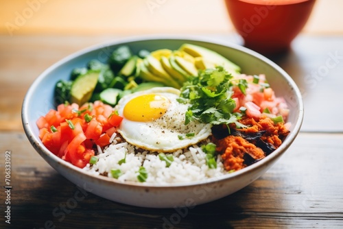 breakfast burrito bowl with deconstructed ingredients