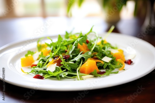butternut squash salad with cranberries, arugula, goat cheese