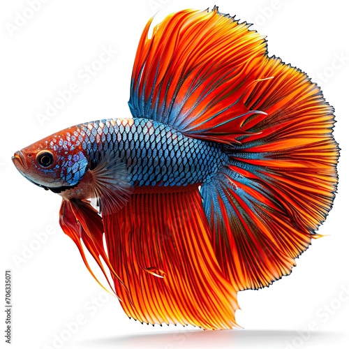 Siamese Fighting Fish Betta Splendenscrowntail Red, White Background, Illustrations Images