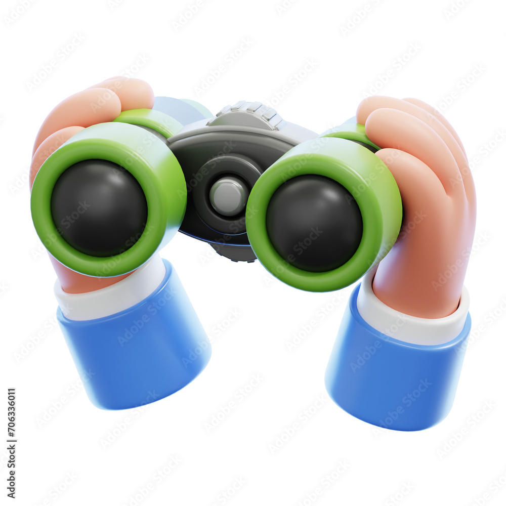 Binoculars in hand 3d illustration Binoculars in hand 3d illustration