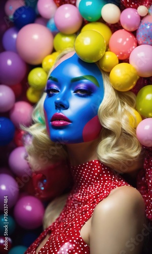 Fashion shot of a beautiful woman in a carnival mask. ai generative. ai generative