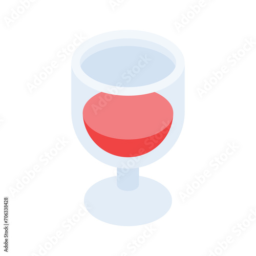 Have a look at this amazing icon of drink glass, wine glass vector design in isometric style