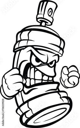 Cartoon, angry spray paint. Black outline.
