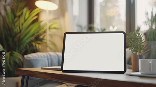 Tablet PC mockup on the table © cherezoff