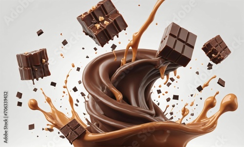 Chocolate and caramel splashes, 3d realistic flavor splash